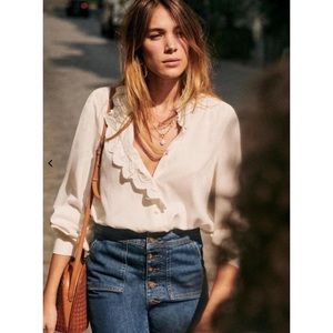 Sézane Chloé Shirt - Silk Ecru